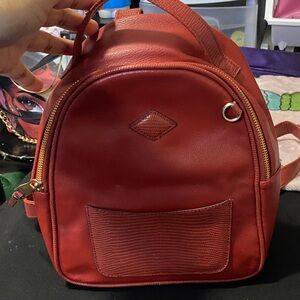 Elegant Red Leather Backpack